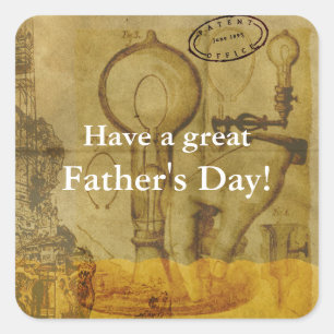 Steampunk Edison gloeilamp Grote Vaderdag Vierkante Sticker