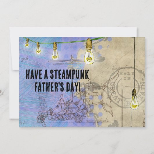 Steampunk Edison Lights op een Vaderdag Feestdagenkaart (Voorkant)