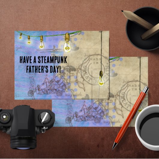 Steampunk Edison-verlichting op een draad Vaderdag Feestdagen Kaart