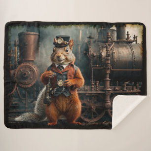 Steampunk Eekhoorn en Trein Sherpa Deken