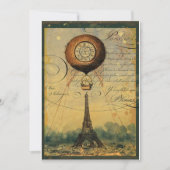 Steampunk Eiffel Tower Invitation  Style Kaart (Voorkant)