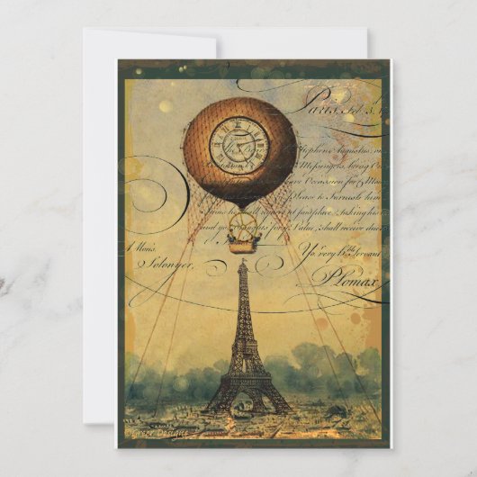 Steampunk Eiffel Tower Invitation  Style Kaart (Voorkant)