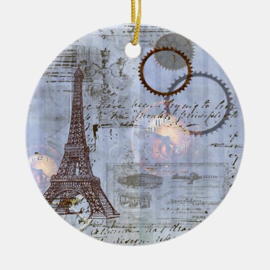 Steampunk Eiffel Tower kerstversiering Keramisch Ornament (Voorkant)