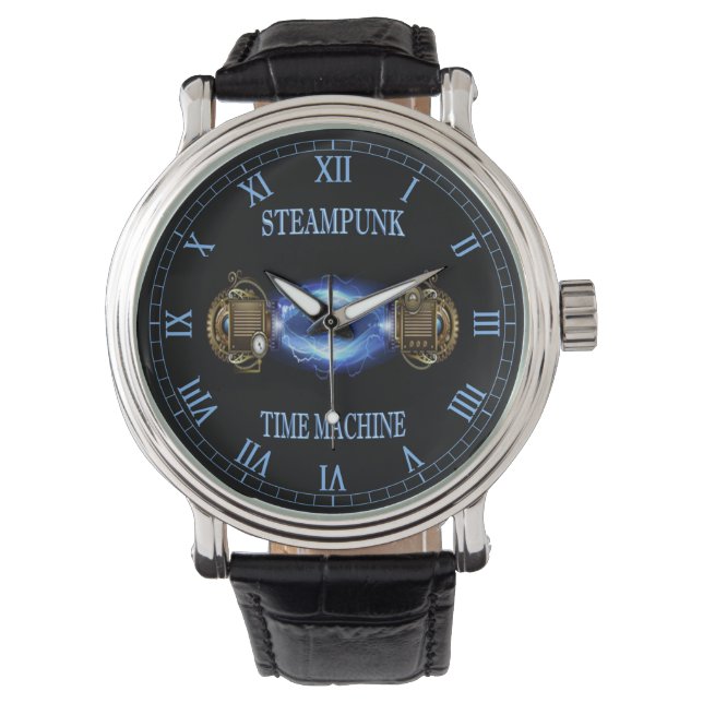 Steampunk ~ Electronic Blue Wave ~ Time Machine ~ Horloge (Voorkant)