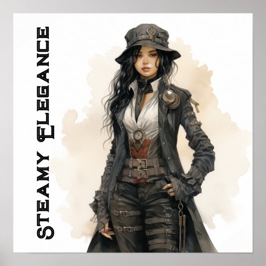 Steampunk Elegance Jonge Vrouw  Poster (Voorkant)