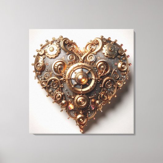 Steampunk Elegant Clockwork Gear Heart Canvas Afdruk (Voorkant)