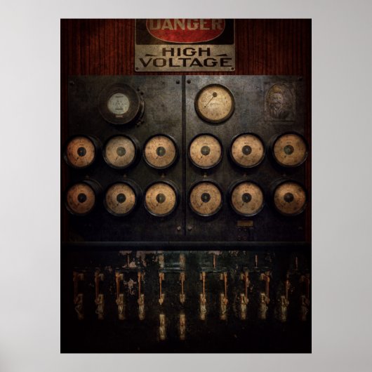 Steampunk - Elektrisch - Centrum van de macht Poster (Voorkant)