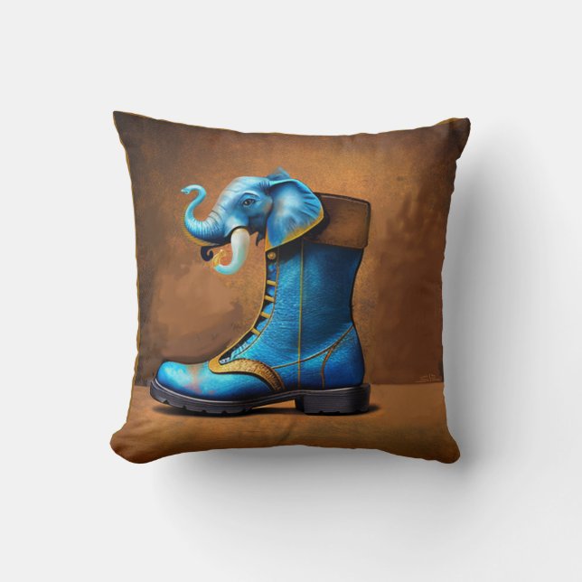 Steampunk Elephant Boot carré lancer oreiller (Recto)