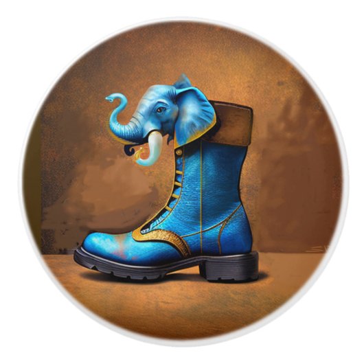 Steampunk Elephant Boot ceramique bouton (Devant)