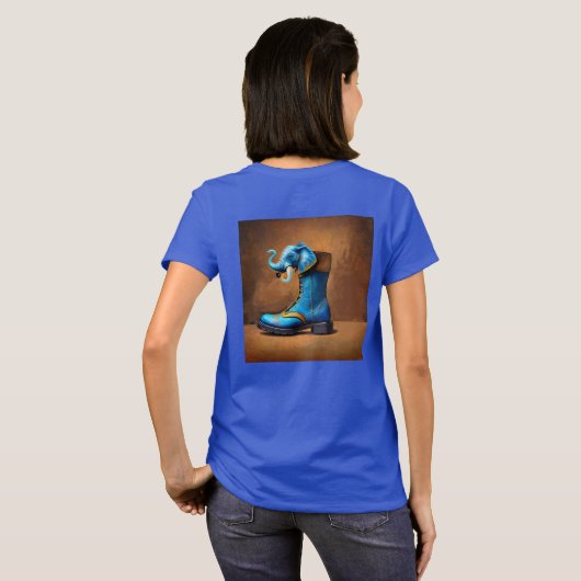Steampunk Elephant Boot dames blauw T-shirt terug (Achterkant volledig)