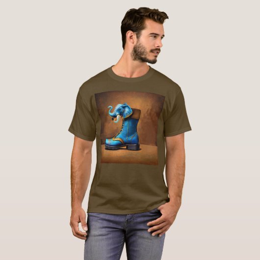 Steampunk Elephant Boot homme brun T-shirt (Devant entier)