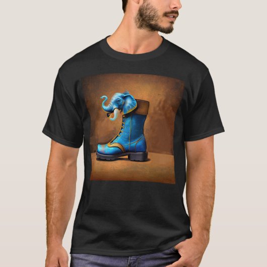 Steampunk Elephant Boot mannen zwart T-shirt (Voorkant)