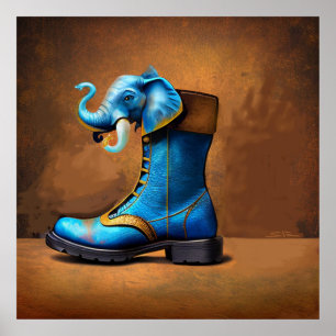 Steampunk Elephant Boot mat poster