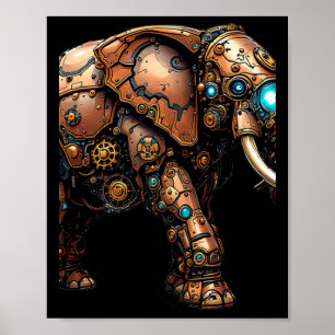 Steampunk Elephant De Mechanische Circus Sticker Poster