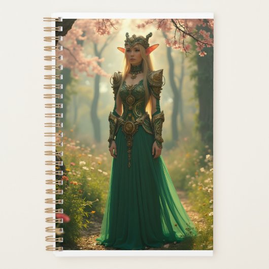 Steampunk Elven Princess in een tuin Planner (Voorkant)