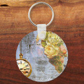 Steampunk en gele rozen sleutelhanger (Voorkant)