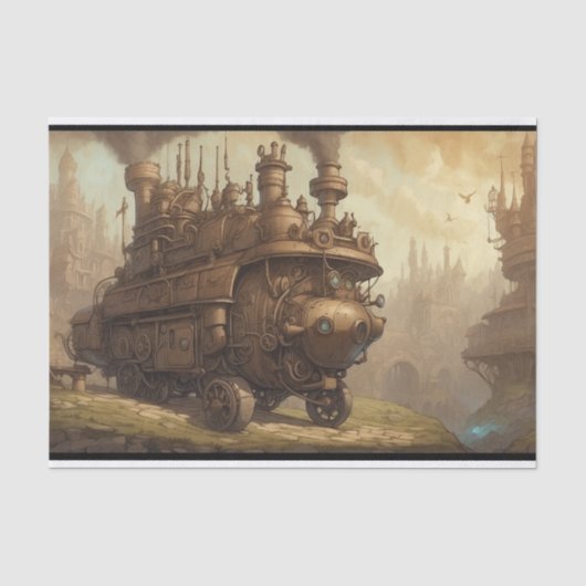 Steampunk Engine Fantasy Illustratie Tissuepapier (Voorkant)