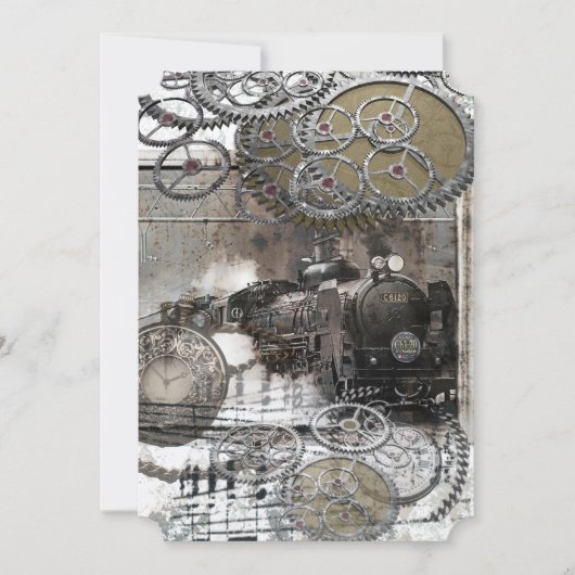 Steampunk Engine Gears Weddenschap Kaart (Voorkant)