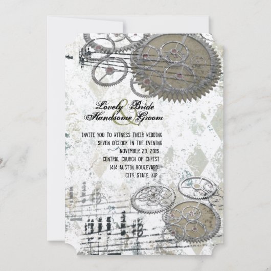 Steampunk Engine Gears Weddenschap Kaart (Achterkant)