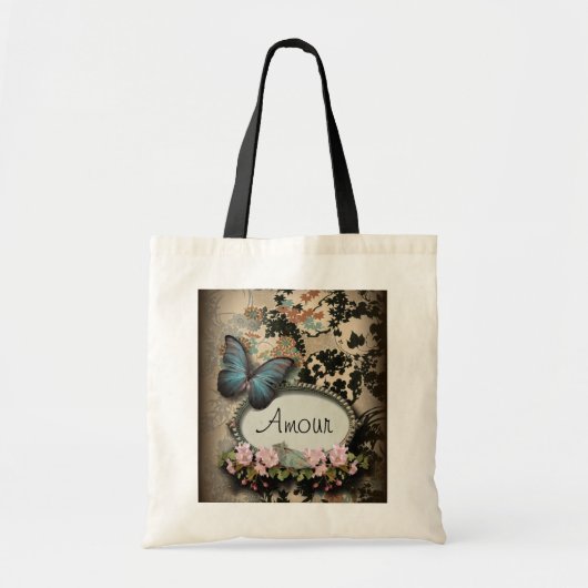 steampunk Ephemera floral Butterfly Victoriaans Tote Bag (Voorkant)