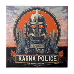 Steampunk esthetiek - Retro Sci-Fi Karma Politie Tegeltje