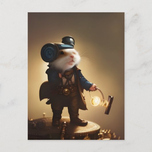 Steampunk Explorer Hamster Briefkaart (Voorkant)