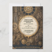 Steampunk Extravaganza  Clockwork Bruiloft Kaart (Voorkant)