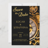 Steampunk Extravaganza  Clockwork Bruiloft Save The Date (Voorkant)