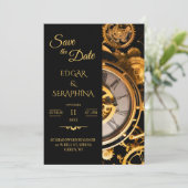 Steampunk Extravaganza Clockwork Wedding S Save The Date (Staand voorkant)