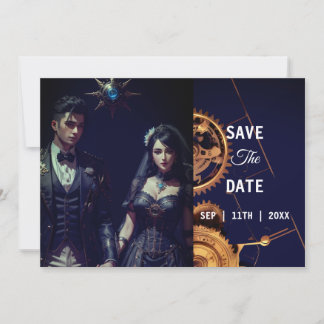 Steampunk Extravaganza Vintage Klokwerk Bruiloft Save The Date