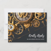 Steampunk Extravaganza Vintage Klokwerk RSVP Aankondiging (Voorkant)