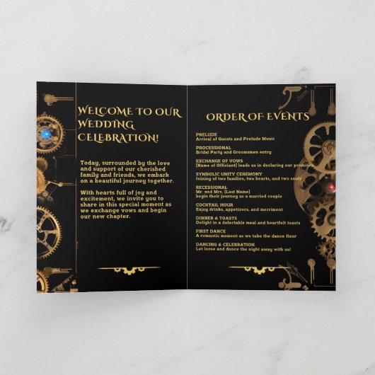 Steampunk Extravaganza Vintage Wedding Programme (Intérieur)