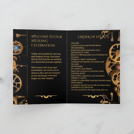 Steampunk Extravaganza Vintage Wedding Programme (Intérieur)