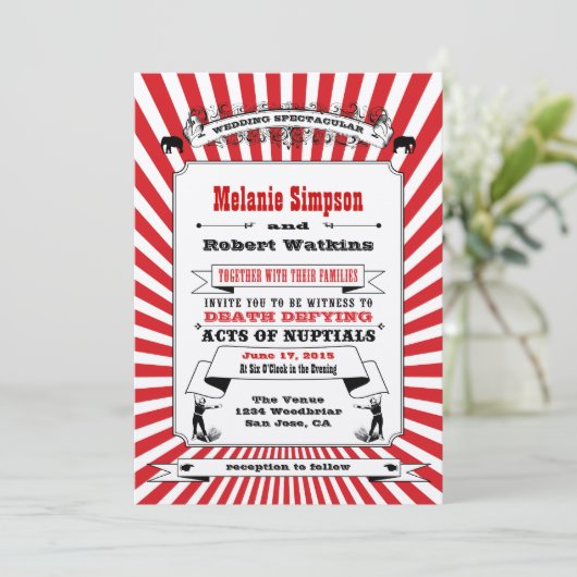 Steampunk Faire-part de mariage rouge (Debout devant)