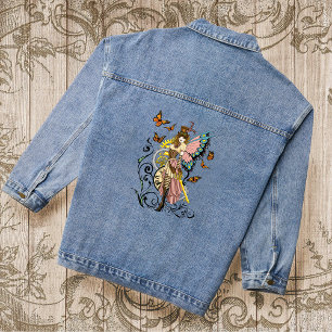 Steampunk Fairy Gele Klok Gears Denim Jacket