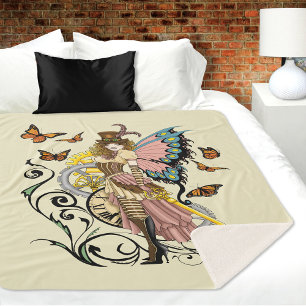 Steampunk Fairy Gele Klok Gears Sherpa Deken
