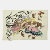 Steampunk Fairy Gele Klok Gears Theedoek (Horizontaal)