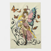 Steampunk Fairy Gele Klok Gears Theedoek (Verticaal)