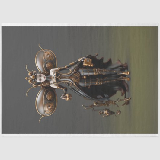 Steampunk Fairy Goud en Zwart Decoupage Tissuepapier (Voorkant)