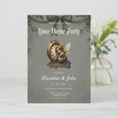 Steampunk Fairy met Golden Wings & Antiek Klok Kaart (Staand voorkant)