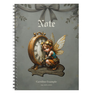 Steampunk Fairy met Golden Wings & Antiek Klok Notitieboek