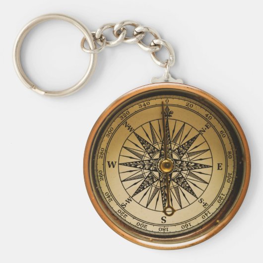 Steampunk Faux Compass Design Sleutelhanger (Voorkant)