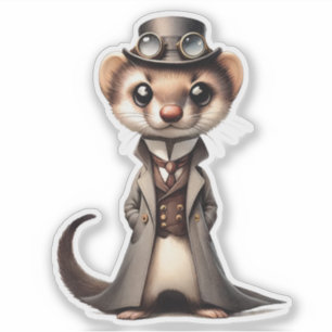 Steampunk Ferret Transparant Sticker