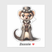 Steampunk Ferret Transparant Sticker (Vel)