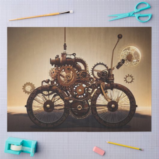 Steampunk-fiets met tandwielen tissuepapier (Craft)