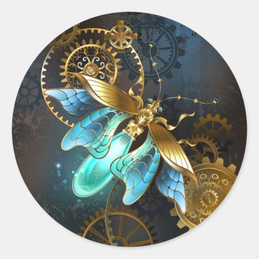 Steampunk Firefly Ronde Sticker (Voorkant)