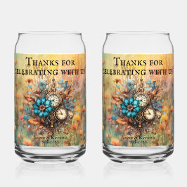 Steampunk Floral Custom Bruiloft Blikvorm Glas