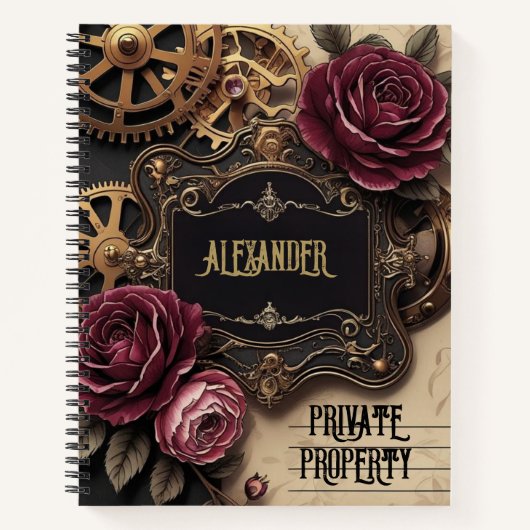 Steampunk Floral Gears Writing Journal (Devant)