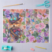 Steampunk Floral Pup met extra achtergrond Tissuepapier (Craft)