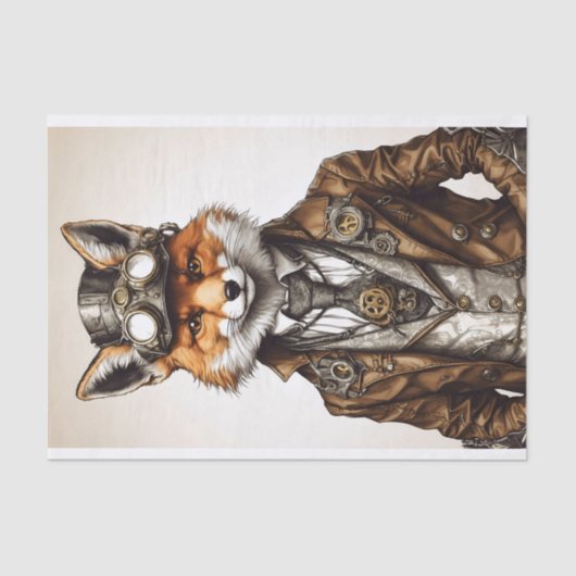  Steampunk Fox Art Tissuepapier (Voorkant)